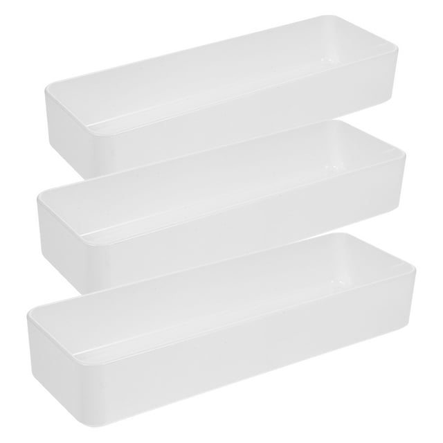Organizador de cajones estrechos de 3 piezas, cajas organizadoras de plástico para cajones de escritorio, organizadores de cajones de tocador, contenedores y bandejas.