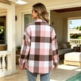 thumbnail image 5 of Akmaiox Plaid Flannel Shirts for Women,Dressy Casual Long Sleeve Lapel Button Down Shirts,Fitted Women's Plus Size Business Work Blouses,Pink XXL, 5 of 6