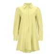 thumbnail image 5 of Solid Color Long Sleeve Turn Down Shirt Dress for Women with Ruffled Hem Long Sleeve Fall Dresses for Women, 5 of 5