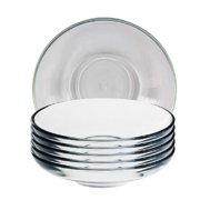 LAV Clear Glass Round Turkish Tea Saucers, Non-Lead Glass Tea Plates, 6 Pcs, 4.3 inch