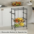 thumbnail image 4 of Garvee Rolling Utility Cart 4-Tier Storage Cart with Handle Bar & 2 Removable Baskets Bathroom Storage for Kitchen, Dining Room, Living Room, Bathroom, Black, 4 of 9