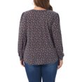 thumbnail image 4 of DARING DIVA Women's Plus Pleated Notch V Neck Floral Tunic Blouse 3X Pink Blue, 4 of 6