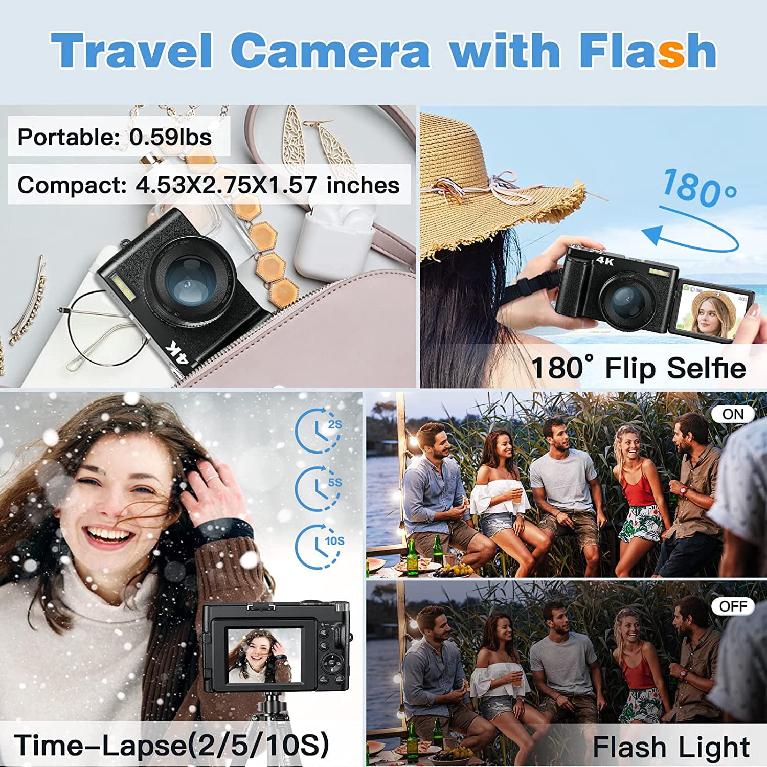 Appareil Photo Numérique Enfant 1080P 30MP - Écran Pliable 180° - Carte 32 Go - Zoom 5x - Cadeau Débutant