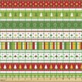 thumbnail image 2 of Christmas Upholstery Fabric by the Yard, Traditional Winter Seasonal Borders Stars Bells Trees Stripes Print, Decorative Fabric for DIY and Home Accents, Lime Green Yellow Red by Ambesonne, 2 of 5