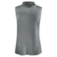 thumbnail image 4 of Women Summer Tops Top Tee Womens Fit Turtleneck Slim Blouse Shirt Sleeveless Solid Women's Blouse Camisole with Support Bra Glitter Girl Compression Tops for Women Top 3x Christmas Workout Grey 4XL, 4 of 5