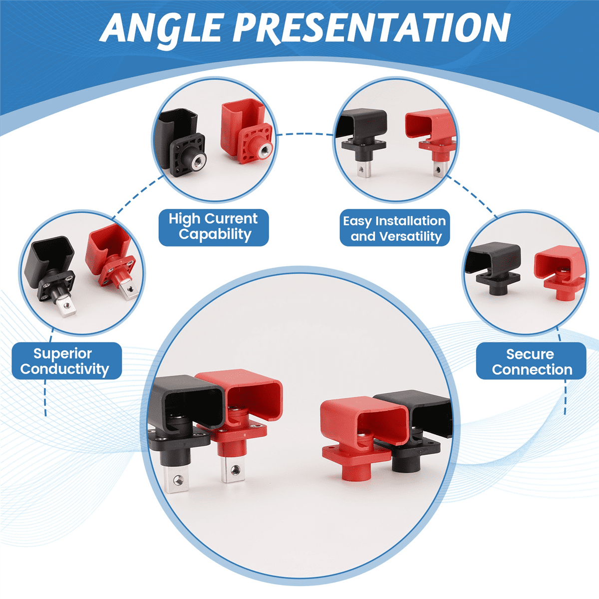200A AllCopper Lithium Battery Terminal Block High Current Energy Inverter Plug Wall Mounted Type Storage Connector 4PCS