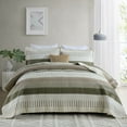 thumbnail image 3 of Bedduvit 100% Cotton Queen Size Quilt Set, Green Beige Brown Striped Lightweight Queen Quilt Bedspread for Bed, Farmhouse Breathable Queen Quilt Coverlet/Bedding Set for All Season, 3-Piece (98"x90"), 3 of 11
