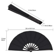 Large Folding Fans for Line Dancing, Clack Fans, Chinese Handheld Tai Ji Fan for Men and Women, Festival, Line Dance, Kungfu, Martial Art, Gift(Black,4 Packs)