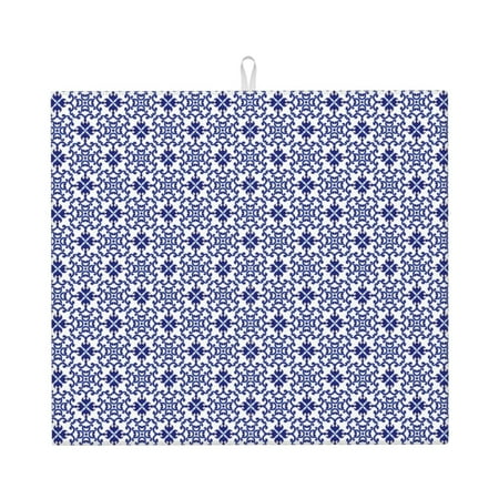 

Uemuo Blue And White Porcelain Chinaware Pattern Dish Drying Mat 16*18 inch Absorbent Dish Drainer Kitchen Counter Large Size Dish Drying Pad for Countertops Sinks Draining Racks