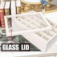 thumbnail image 2 of Coward Stackable Jewelry Trays Organizer Set with Clear Lid, Trays for Drawer, Earring Necklace Bracelet Ring Display Organizer (beige(ring+12girds+30girds+The glass lid)), 2 of 6