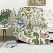 ARISTURING Vintage Wildflower Herbs Floral Blanket, Soft Blankets Flannel Bed Throw Cozy Lightweight Plush Gifts for Women Girls Sofa Couch Bedroom Living Rooms Warm All Season, Home Decor