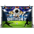thumbnail image 2 of Happy Birthday Backdrop Football Trophies Pitches Photo Backdrop Teenager Children Birthday Backdrop Background Football Theme Birthday Party Photograph Backdrop 5X3FT, 2 of 5