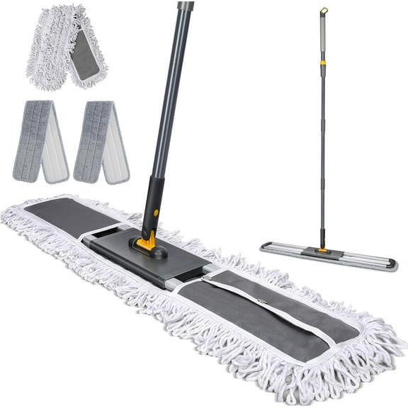 Commercial Mop, 36'' Large Dust Mop,Heavy Duty Industrial Push Mops with 3 Reusable Microfibre Pads & 62'' Adjustable Handle for Home,Hotel,Mall,Warehouse