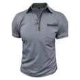 thumbnail image 4 of BRGZLK Men's Solid Color Short Sleeved Casual Classic Polo Shirts Basic Golf Button T-Shirt Tops with Pocket, 4 of 7