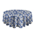thumbnail image 5 of Blue Daisy Flower Pattern Round Tablecloth 60"x60",Wrinkle Wipeable Table Cloth for Kitchen Dining Room Picnic Patio Party, 5 of 6