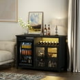 thumbnail image 7 of Wine Bar Cabinet with Mini Fridge Space, Black Coffee Bar Cabinet and Liquor Cabinet with Storage Rack, Sideboard Buffet Table for Home Kitchen, Dining Room, 7 of 7
