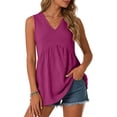 thumbnail image 2 of enyan Womens Tank Tops Loose Fit Womens Tank Tops 2026 Spring Summer Vacation Outfits V Neck Loose Sleeveless Blouse Casual Shirts Fashion Clothes,Dark Purple,S, 2 of 7