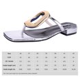 thumbnail image 2 of FLOPS para mujeres Flip cuadrado de punta abierta Sandalias de tobogán de sandalias planas (40) Plata, 2 of 9