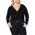 thumbnail image 1 of Women's Blouse Deep Plus Body-Suit Wrap V-Neck 2X, 1 of 11