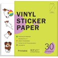 thumbnail image 1 of shiyou-30 Sheets Premium Printable Vinyl Sticker Paper for Inkjet and Laser Printers Glossy White 8.5x11 Inch Waterproof & Vibrant Colours Retains Ink Well Tear Resistant Great for Cutting Machines, 1 of 4