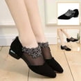 thumbnail image 4 of Chaussures Simples Sandales à Bout Pointu avec Strass Fleur en Maille Talon Bas pour Femmes, 4 of 7