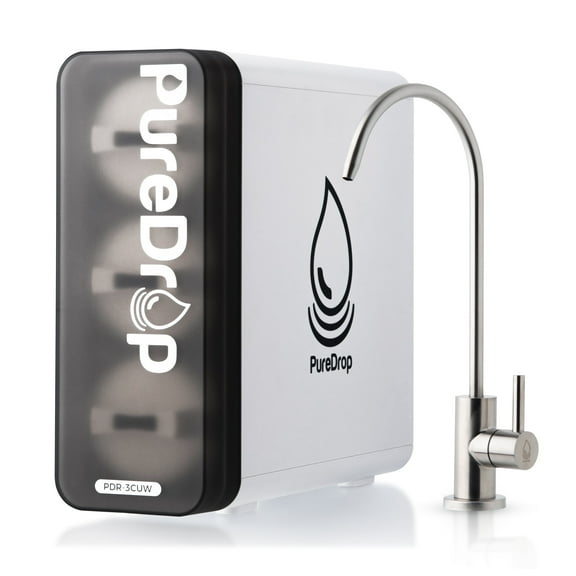PureDrop PDR-3CUW 0.01μm Ultra-Filtration Under Sink Water Filter System, Tankless 3-Stage Compact Undersink Water Filtration, Removes Chlorine, Bad Taste & Odor, No Waste Water