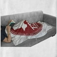 thumbnail image 6 of Texas Star Soft Flannel Fleece Blanket, Vintage Stamp Pattern Map and the Lone Star State Written in Circular Frame, Cozy Plush for Indoor and Outdoor Use, 60" x 80", Ruby and White, by Ambesonne, 6 of 6