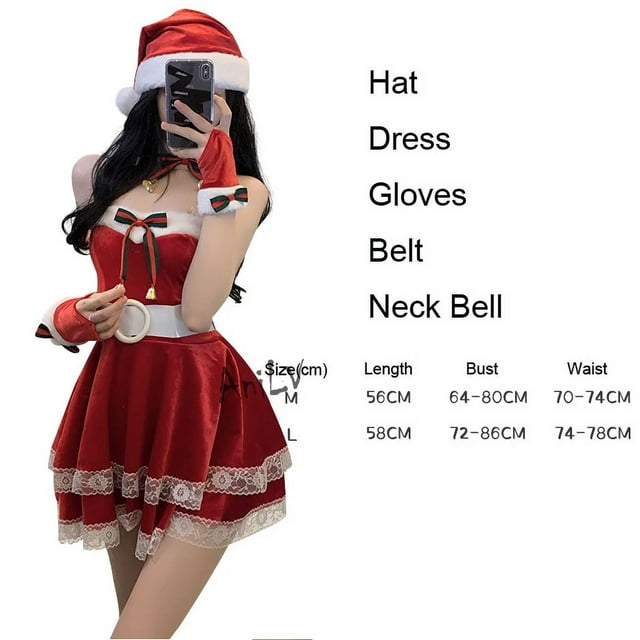 QueenLine Cosplay de Noël Mrs Santa Claus Lingerie Series Cape d'Orignal Corde Pyjama Aguichant Robe Rouge (10, Taille Unique)