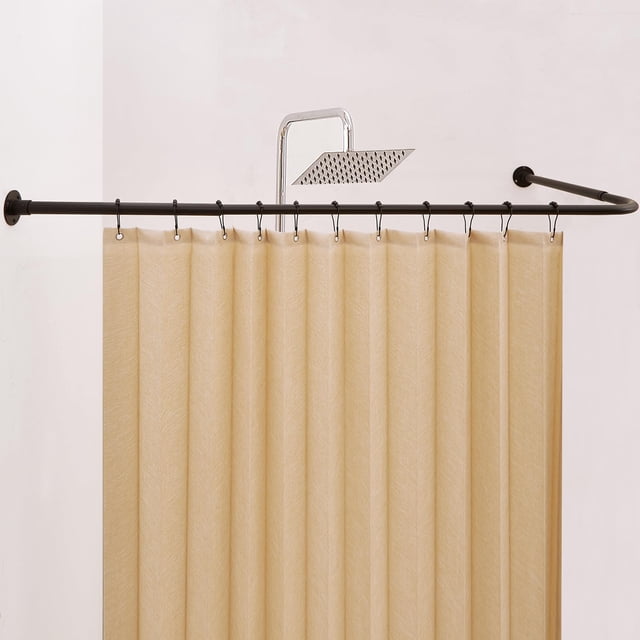 Barra de cortina de ducha de esquina Crimmire en forma de L, 60-135 cm, inoxidable