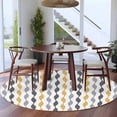 thumbnail image 4 of Yellow Wave Line Round Living Room Rugs 6 ft, Modern Gray Striped Abstract Gradient Washable Area Rug with Non-Slip Sturdy Edge Binding Round Carpet for Kitchen Office Bedroom, 4 of 9