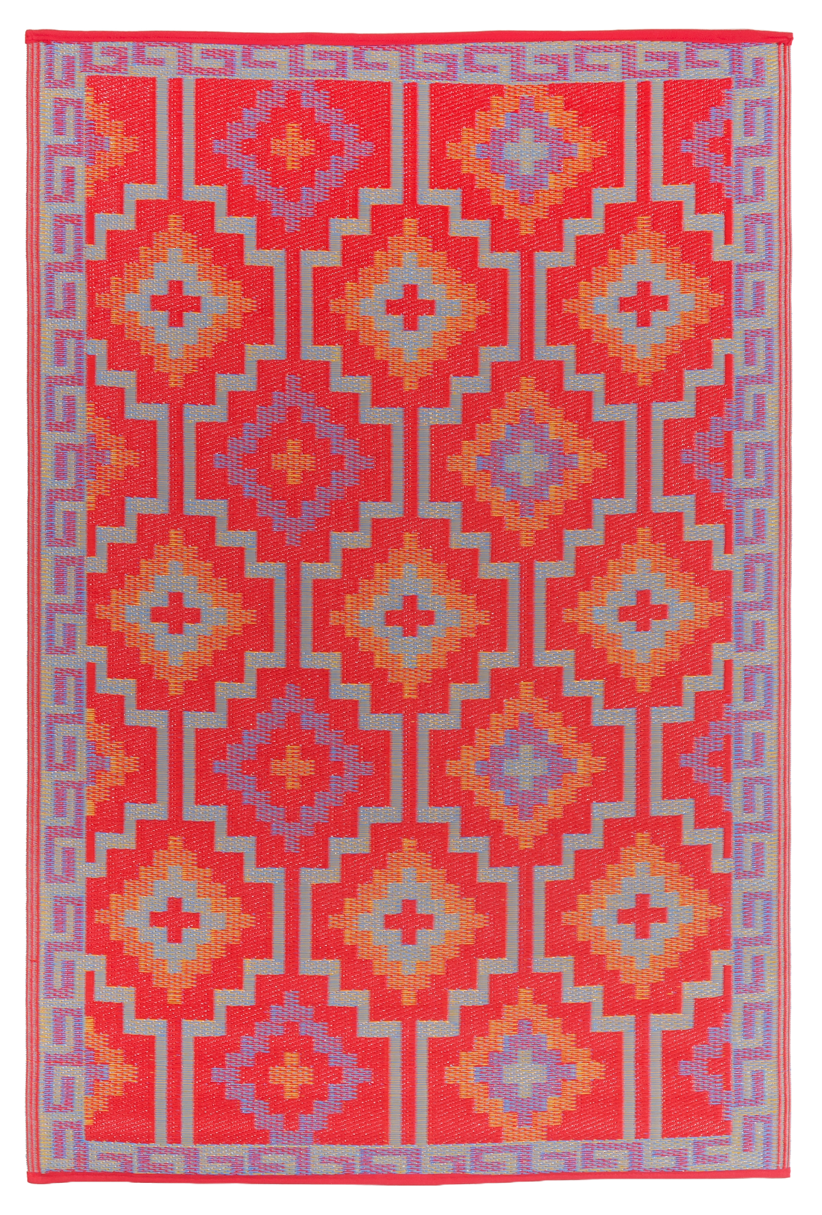 Fab Habitat Outdoor Rug - Waterproof, Fade Resistant, Crease-Free - Premium Recycled Plastic - Vintage Boho Kilim - Large Patio, Deck, Sunroom, Camping, RV - Lhasa - Orange & Violet - 8 x10 ft