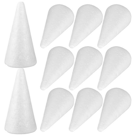 OUNONA Set of 12 White Foam Cones for Floral Arrangements, Craft Projects, Decorations, and Creative Art Supplies