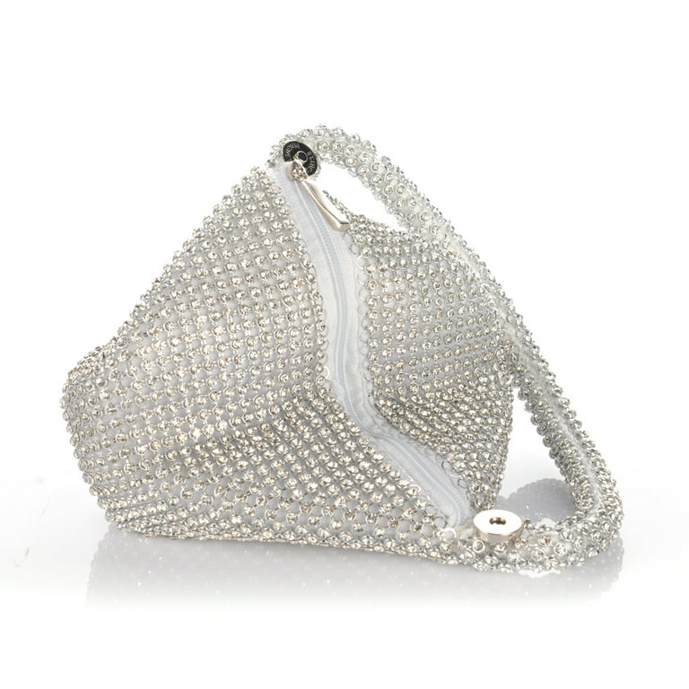 Evening bag Handle Rhinestones silver Crystal Bling Top Handle Bags for  Women Purses and Handbags Luxury Designer Women's bag