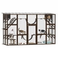 thumbnail image 2 of PawHut Catio Playground Outdoor Cat Enclosure, Wooden Outdoor Cat House Weatherproof for Multiple Cats, Shelves & Bridges, Coffee Brown, 2 of 9