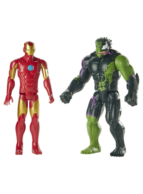 Marvel Spiderman: Maximum Venom Titan Hero Iron Man vs Venomized Hulk Toy Action Figure for Boys and Girls (12")
