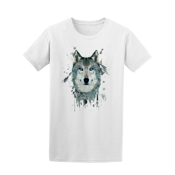 Smartprints Mens Graphic Tee - Watercolor Wild Wolf Graphic - Regular Fit 100% Cotton