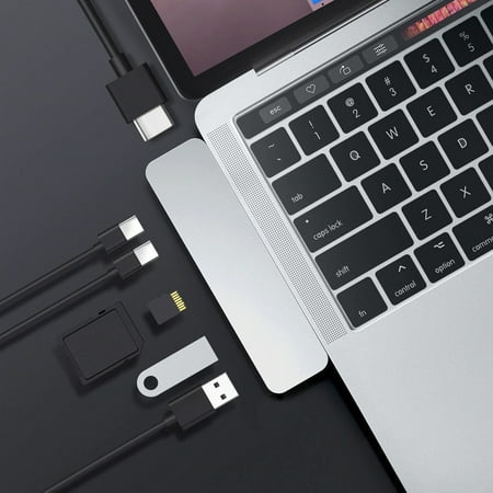Hyper - DUO 7-Port USB-C Hub - USB-C Docking Station for Apple MacBook Pro and Air - Silver