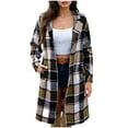 thumbnail image 2 of Gamivast Wool Coats for Women Flannel Oversized Plaid Button Down Notch Lapel Collar Winter Jackets with Pcokest Fall Fashion Long Sleeve Long Peacoats Casual Work Outfits, 2 of 5