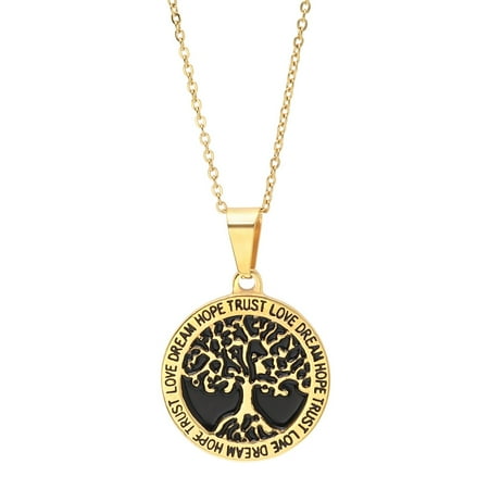 Life Love Pendant - Ben&JonahLadies 18k gold plated stainless steel HOPE TRUST LOVE DREAM tree of life pendant