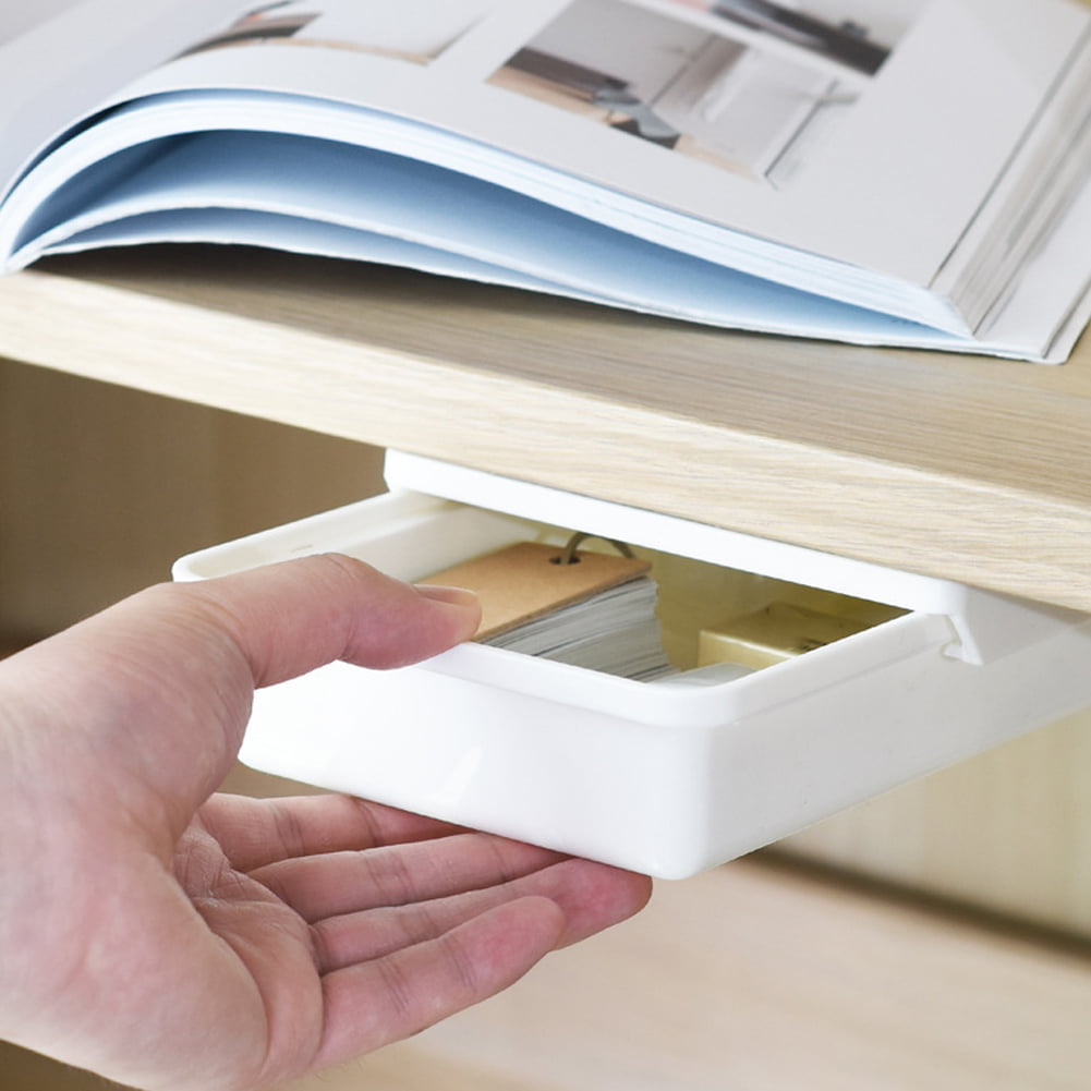 Details about   1Pcs Under Desk Organizer Stationery Pencil Tray Storage Drawer Box Self Stick 