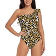 thumbnail image 2 of Picia Leopard Pattern Women's One Piece Swimsuits,One Shoulder Swimwear Asymmetric ,Ruffle Monokinis Bathing Suits,High Waisted Flattering Bathing Suits-X-Large, 2 of 8