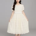 thumbnail image 6 of Spazoro Girls Midi Dresses, A-Line Crew Neck Short Sleeve Solid Casual Summer Dresses for Girls Beige Size 11, 6 of 9