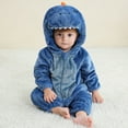 thumbnail image 2 of Toddler Kids Baby Cute Dinosaur Fleece Long Sleeve Jumpsuit One Piece Jumpsuits Rompers for Boys Girls, Children's Cosplay Costume Blue qILAKOG 12 Months, 2 of 7