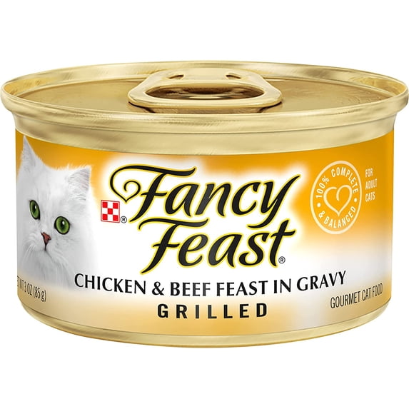Fancy Feast Grilled Chicken & Beef Feast in Gravy Adult Wet Cat Food, 3 OZ (Pack of 12)