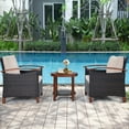thumbnail image 3 of Gymax Ensemble de Conversation en Rotin Osier pour Patio 3 Pcs Ensemble de Meubles d'Extérieur avec Coussin Beige, 3 of 10