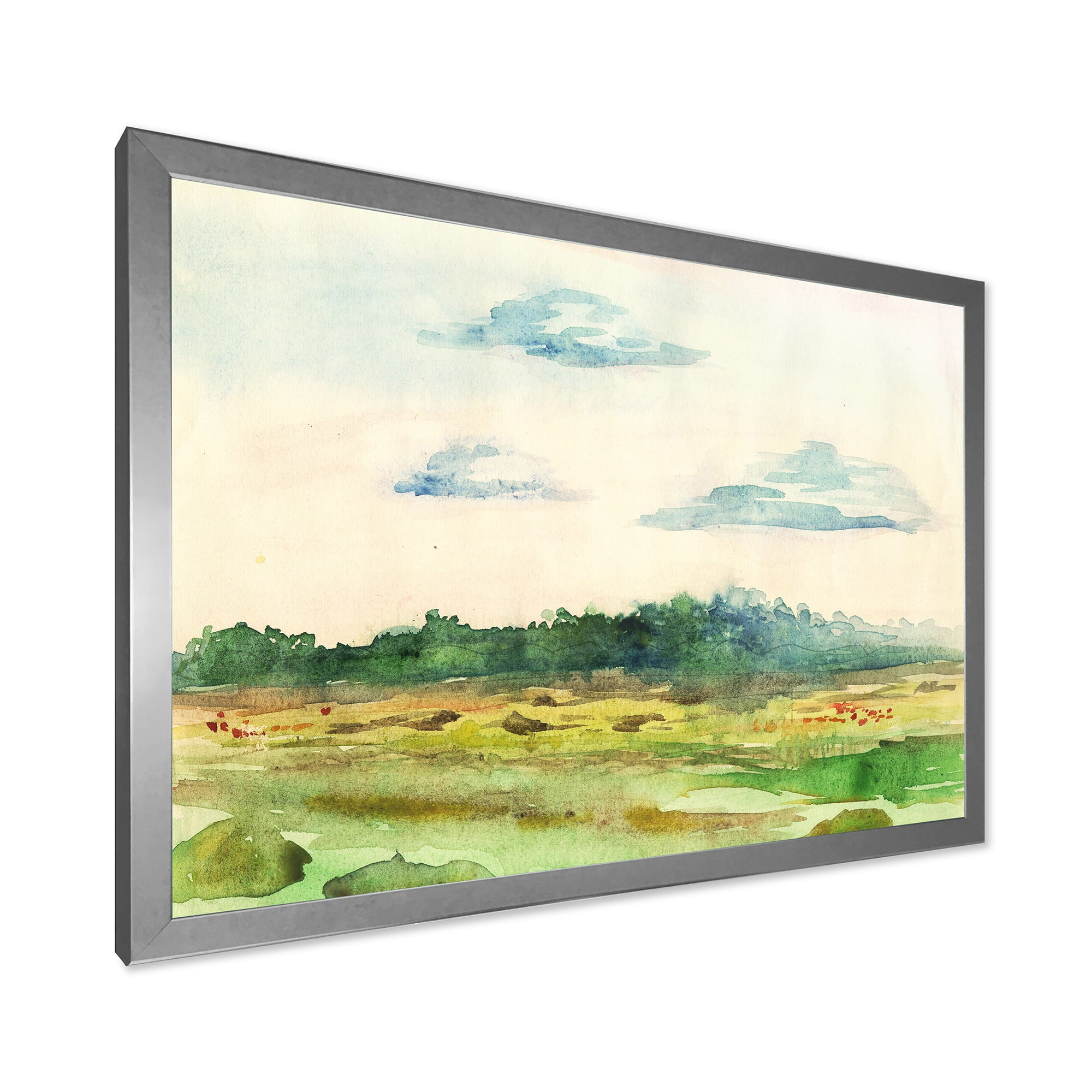 Designart 'Summer Landscape Of Green Blossoming ' Traditional Framed Art Print