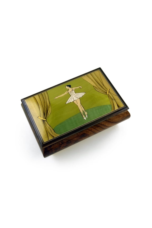 Gorgeous Wood Inlay 30 Note Ballerina Musical Jewelry Box - Edelweiss