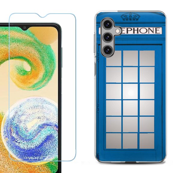 OneToughShield ® for Samsung Galaxy S23 FE Fan Edition, Shockproof Phone Case, with Tempered Glass Screen Protector - Phone Booth Blue