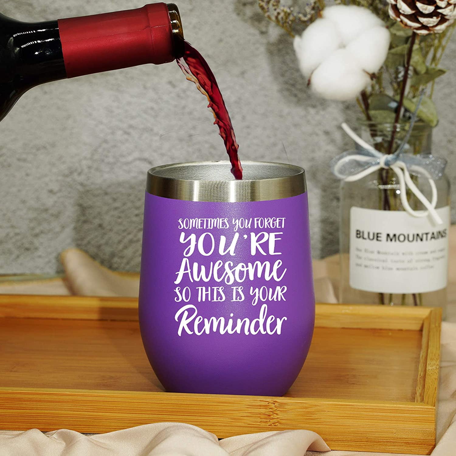 Funny Gifts for Her Wife Girlfriend Friends Teenage Girls-12 oz Wine  Tumbler with Straws,Lids-Gifts for Women Mom Sister, Presents Ideas for