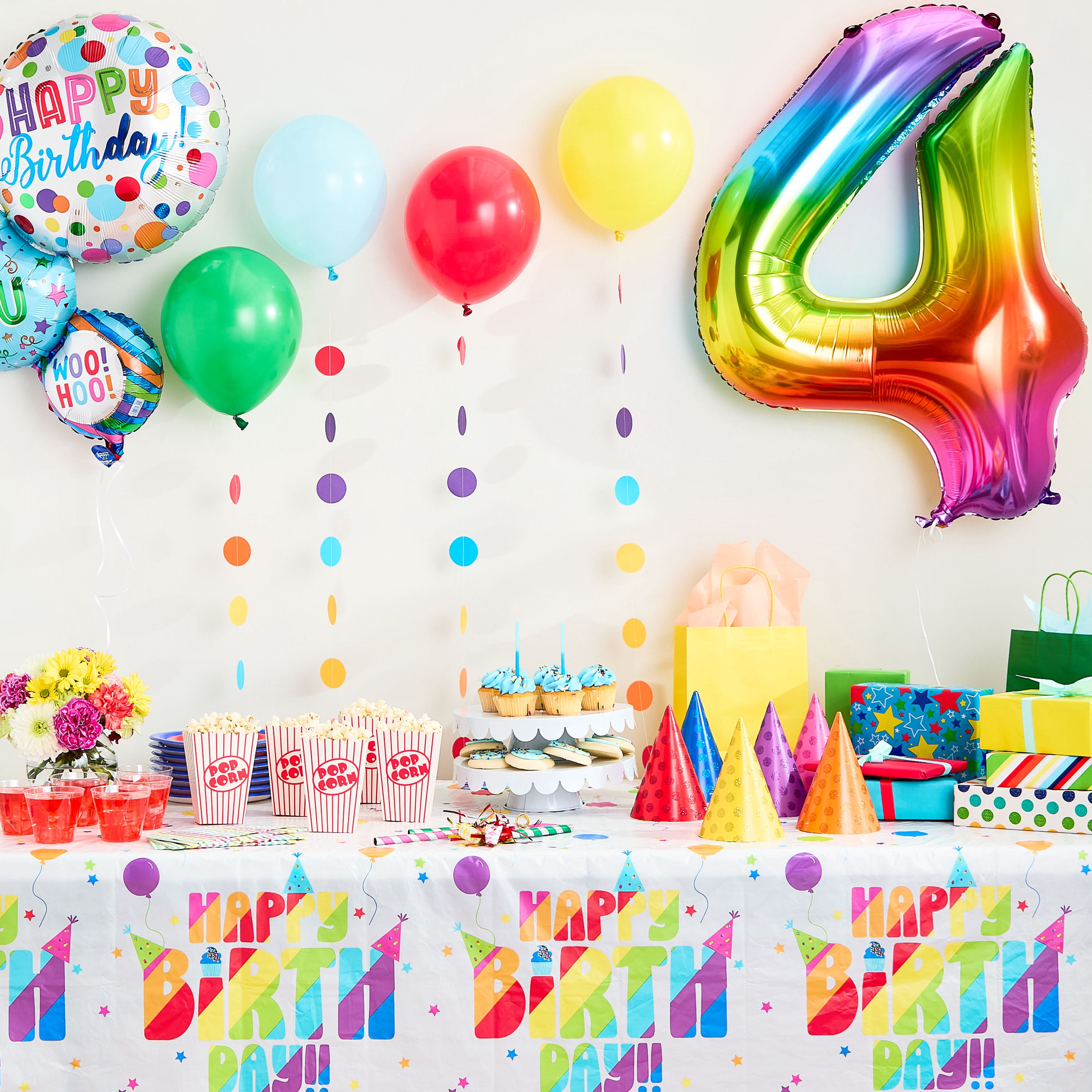 34" Rainbow Ombre Number 4 Foil Balloon, by Way To Celebrate